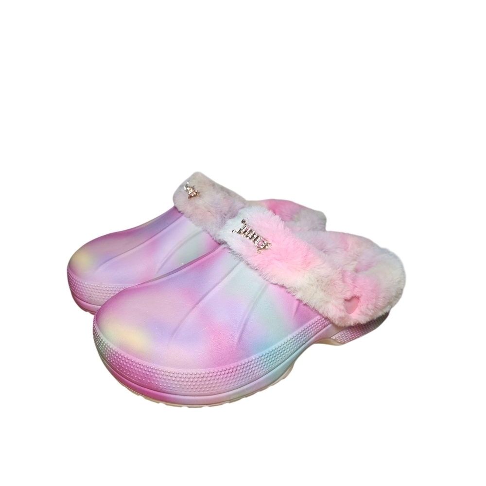 Juicy Couture Kids' Pink Furry Clogs Size 4 - Picture 3 of 10